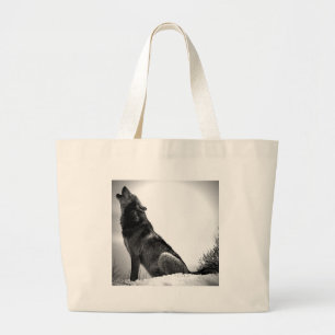 Bolso De Tela Gigante Howling Wolf in Snow