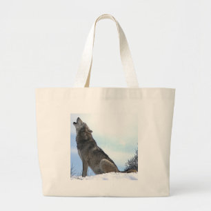 Bolso De Tela Gigante Howling Wolf in Snow