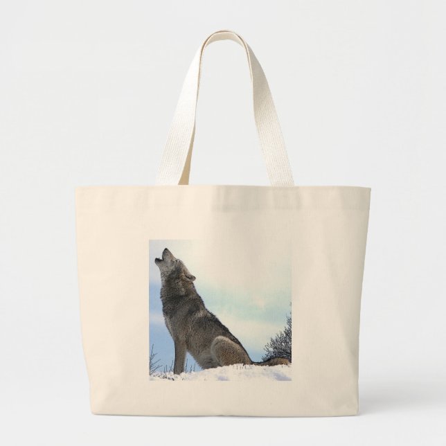 Bolso De Tela Gigante Howling Wolf in Snow (Frente)