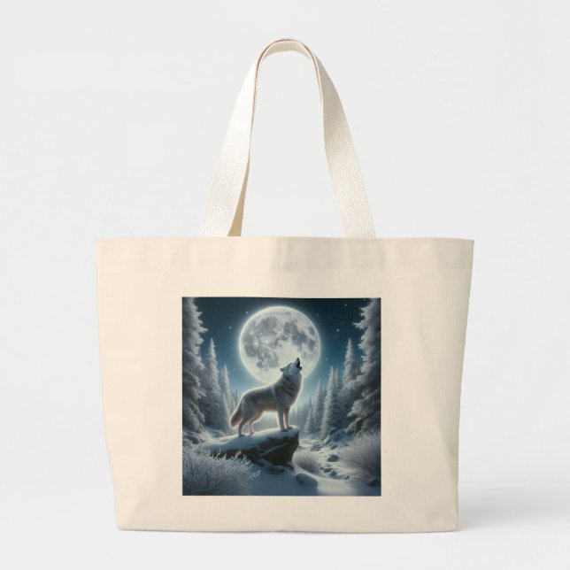 Bolso De Tela Gigante Howling Wolf In Winter (Frente)