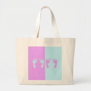 Bolso De Tela Gigante Huellas de bebé (Chica/niños gemelos)