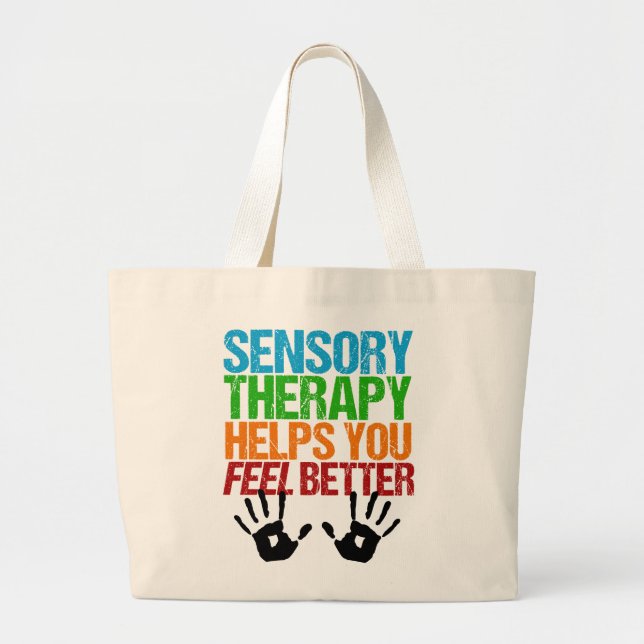 Bolso De Tela Gigante Huellas de Manos de Terapia Sensorial Cuta (Frente)