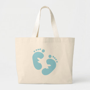 Bolso De Tela Gigante Huellas del bebé azul