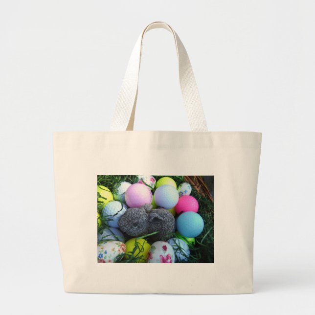 Bolso De Tela Gigante Huevos de Pascua, bolas de golf de conejo (Frente)