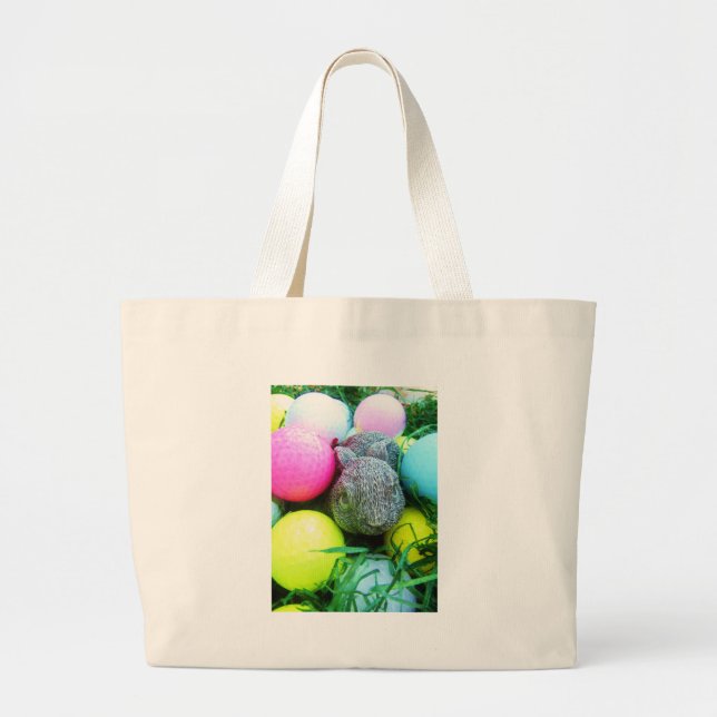 Bolso De Tela Gigante Huevos de Pascua, Conejo, Bolas de Golf (Frente)