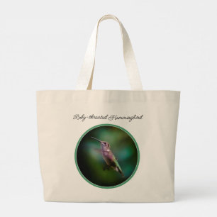 Bolso De Tela Gigante Hummingbird con trompeta de rubí. Fotografía origi