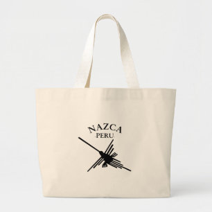 Bolso De Tela Gigante Hummingbird Nazca Peru con texto curvo