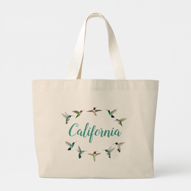Bolso De Tela Gigante Hummingbirds de California (Reverso)