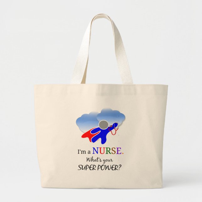 Bolso De Tela Gigante Humor de enfermera, superhéroe de enfermería (Frente)