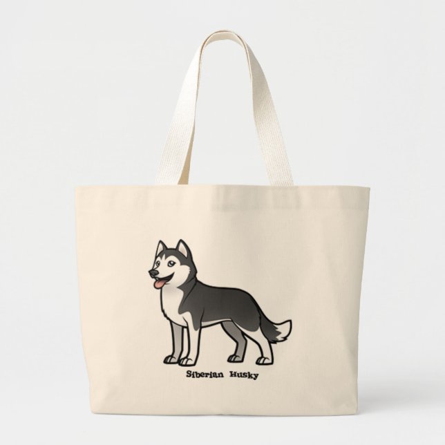 Bolso De Tela Gigante Husky Siberian (Frente)