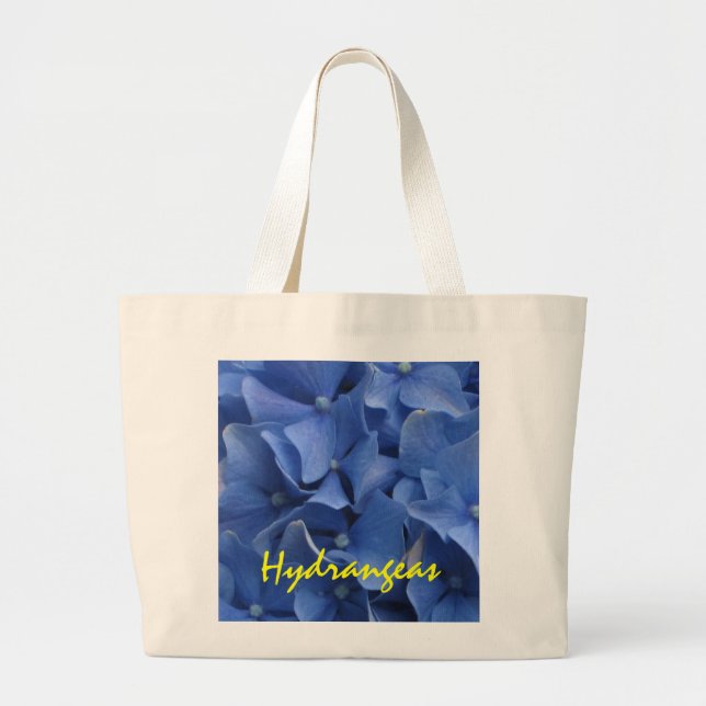 Bolso De Tela Gigante Hydrangeas azules Totebag (Frente)