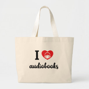 Bolso De Tela Gigante I audiolibros del corazón (diseño negro)
