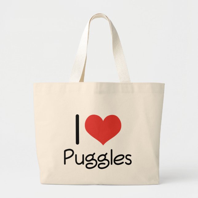 Bolso De Tela Gigante I corazón Puggles (Frente)