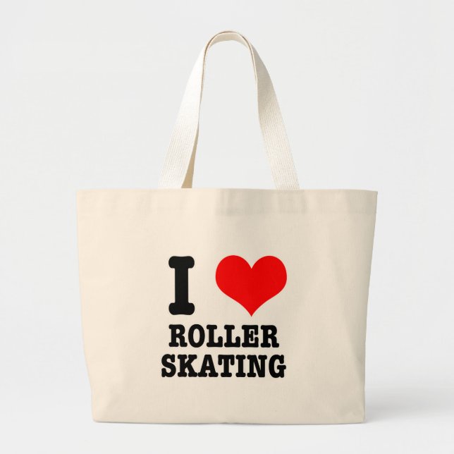 BOLSO DE TELA GIGANTE I HEART (LOVE) ROLLER SKATING (Frente)