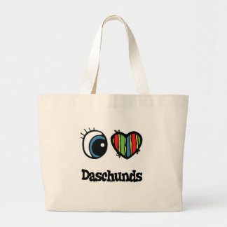 Bolso De Tela Gigante I Love (Heart Daschunds)
