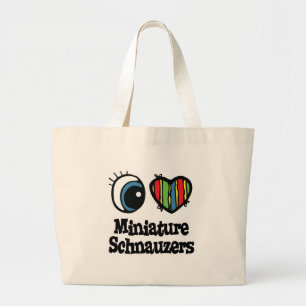 Bolso De Tela Gigante I Love (Heart) Minature Schnauzers
