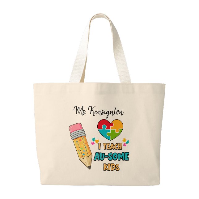 Bolso De Tela Gigante I teach Au-some kids Teacher Autism Tote bag (I teach Au-some kids Teacher Autism Tote bag)