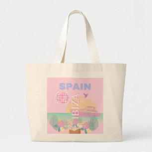 Bolso De Tela Gigante Ibiza, España, Viajes, Arte Preppy, Rosa