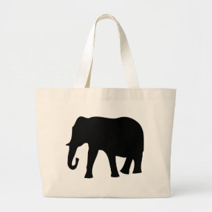 Bolso De Tela Gigante icono negro del elefante