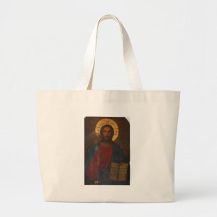 BOLSO DE TELA GIGANTE ICONO ORTODOXO GRIEGO DEL VINTAGE