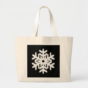 Bolso De Tela Gigante Ikat Snowflake - Blanco y negro