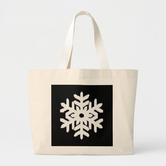 Bolso De Tela Gigante Ikat Snowflake - Blanco y negro (Frente)
