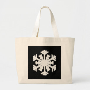 Bolso De Tela Gigante Ikat Snowflake - Blanco y negro