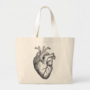 Bolso De Tela Gigante Ilustracion blanco negro simple del corazón de la