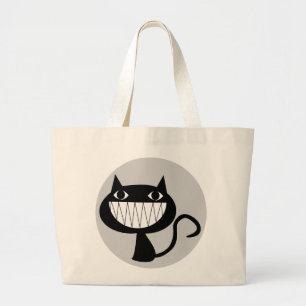 BOLSO DE TELA GIGANTE ILUSTRACION CAT BLANCO Y NEGRO QUIRKY