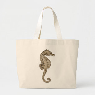 Bolso De Tela Gigante Ilustracion de caballito de mar de época