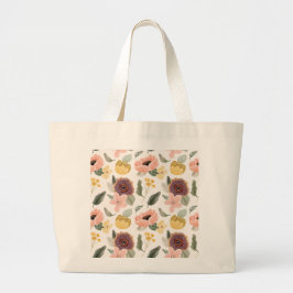 Bolso De Tela Gigante Ilustración de flores de jardín acogedor en tote j