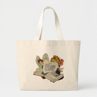 Bolso De Tela Gigante Ilustración de hada devoradora de libros antiguos
