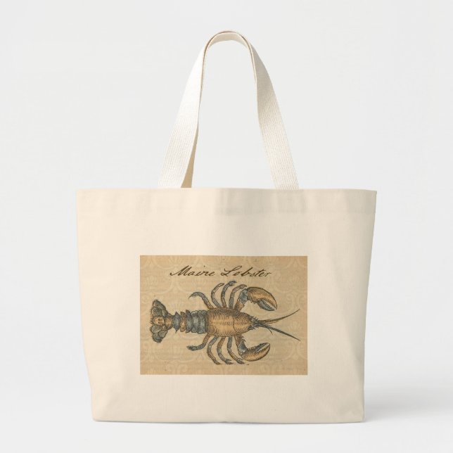 Bolso De Tela Gigante Ilustracion de langosta Antique Maine (Frente)