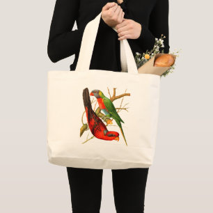Bolso De Tela Gigante Ilustracion de loros rojos y verdes coloridos