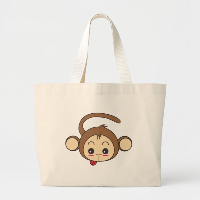 Bolso De Tela Gigante Ilustracion de monos Cute Kawaii (Frente)
