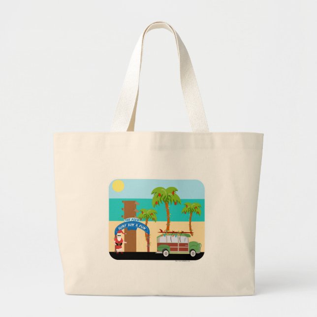 Bolso De Tela Gigante Ilustracion de Surfing navidades (Frente)