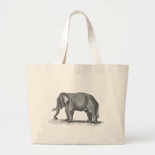 Bolso De Tela Gigante Ilustracion del elefante de los 1800s del vintage