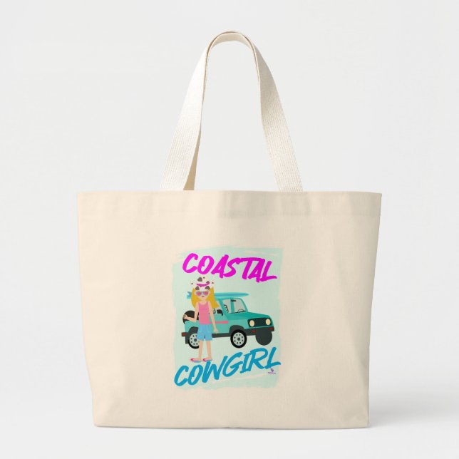 Bolso De Tela Gigante Ilustracion gracioso de Coastal Cowgirl Trend (Frente)