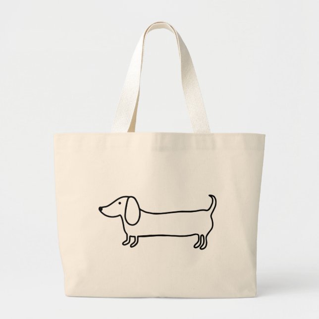 Bolso De Tela Gigante Ilustracion negro transparente del dachshund (Frente)