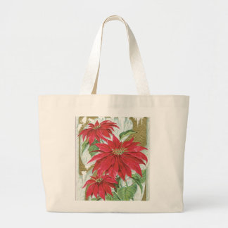 Bolso De Tela Gigante Ilustracion Vintage de Poinsettia.