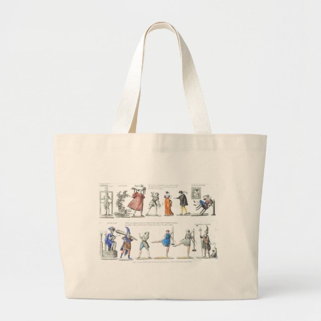 Bolso De Tela Gigante Ilustraciones de caracteres de ballet en francés (Frente)