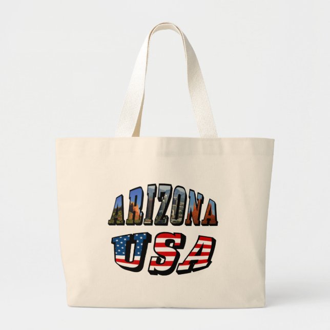 Bolso De Tela Gigante Imagen de Arizona y texto de bandera de Estados Un (Frente)