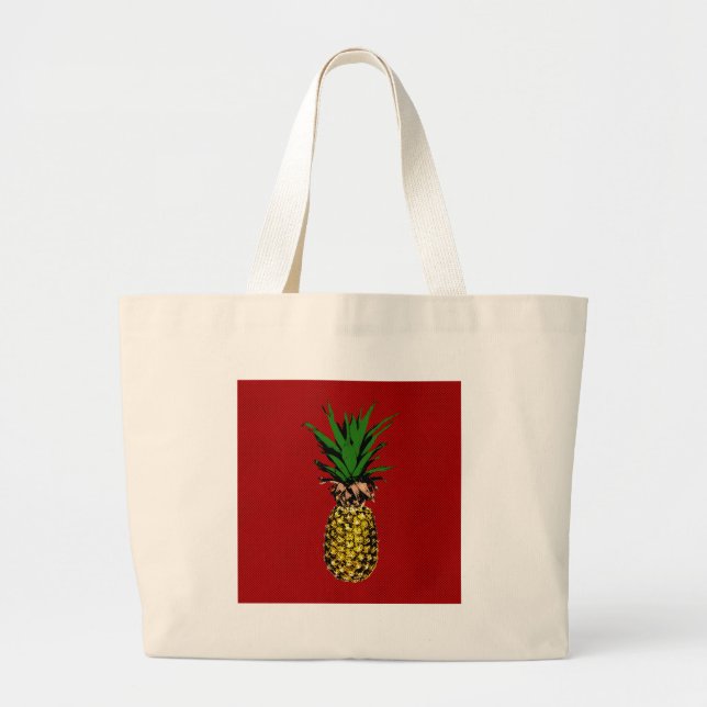 Bolso De Tela Gigante Imagen de Pineapple Newsprint (Frente)