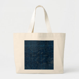 Bolso De Tela Gigante imitación del bordado del Sashiko-estilo