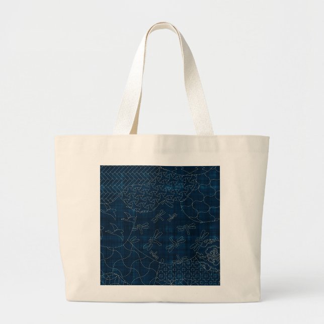 Bolso De Tela Gigante imitación del bordado del Sashiko-estilo (Frente)