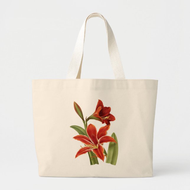 Bolso De Tela Gigante Impresión botánica de Red Amaryllis (Frente)
