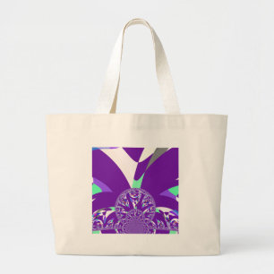 Bolso De Tela Gigante Impresión de arte azul cian kaleidoscope