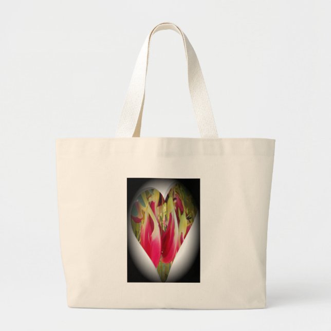 Bolso De Tela Gigante Impresión de arte floral cardíaco (Frente)