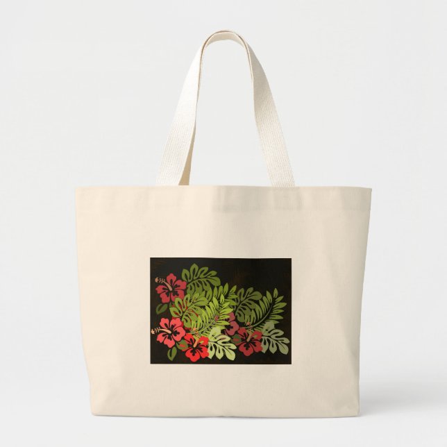 Bolso De Tela Gigante Impresión de arte floral Hawaii Aloha (Frente)