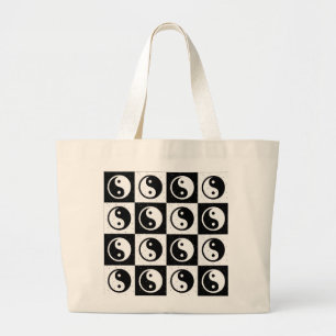 Bolso De Tela Gigante Impresión de bloques en Zen Yin-yang en blanco neg